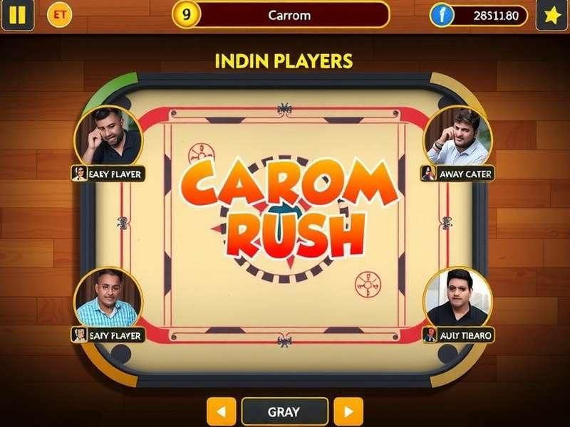 Carrom Rush - Authentic Digital Carrom Experience Carrom Rush Main Screen - Digital Carrom Board with Indian Players