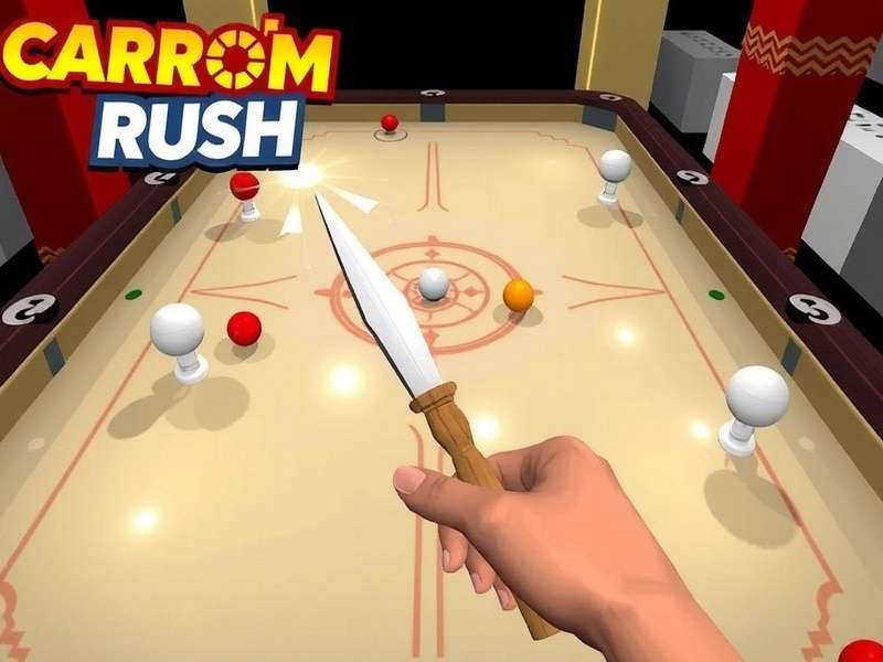 Carrom Rush - Realistic Digital Gameplay Carrom Rush Gameplay - Player Aiming Striker at Coins